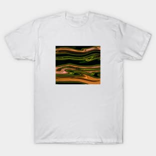 Green plants Marble Liquid Waves colors grading pattern T-Shirt